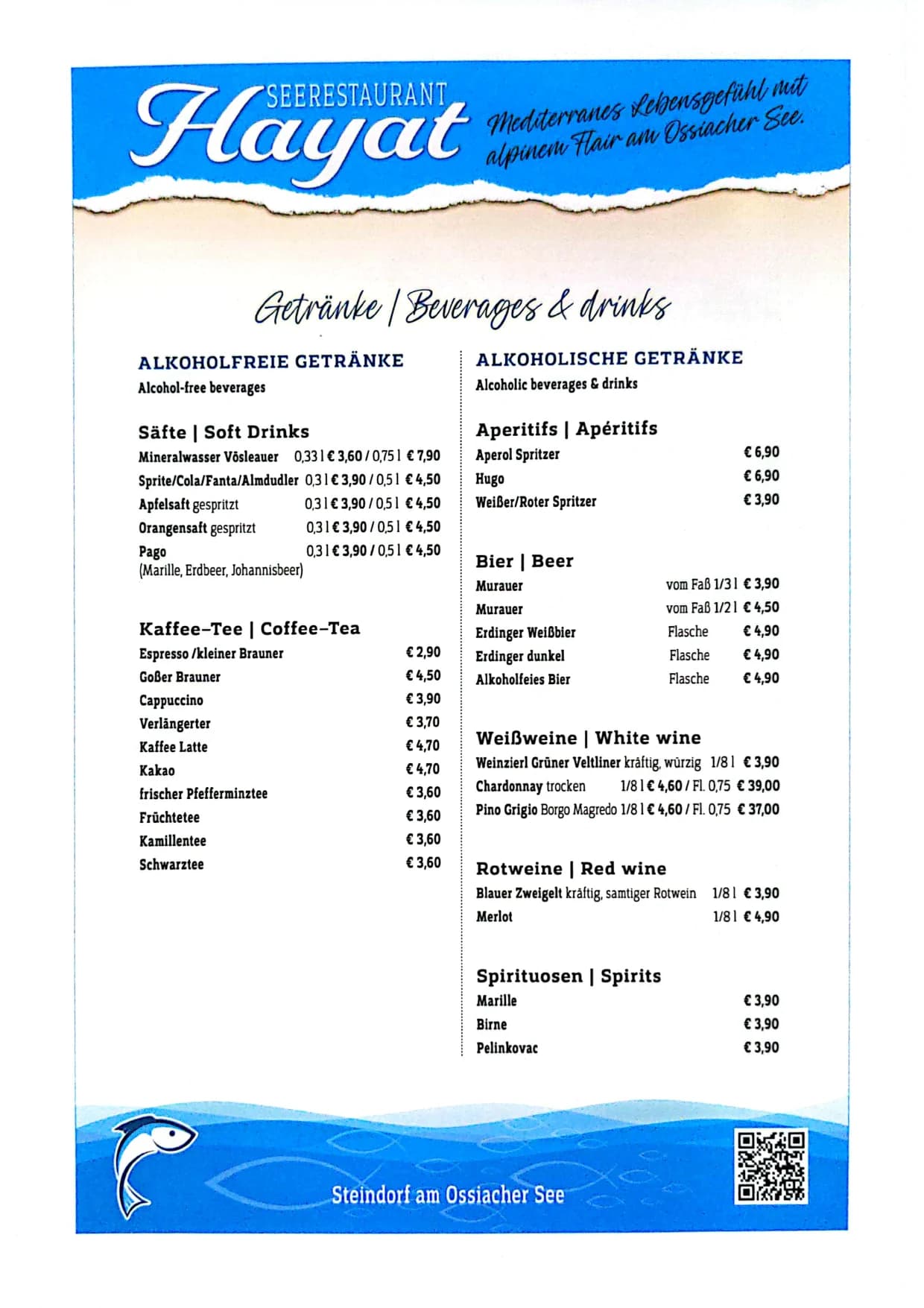 Speisekarte des Seerestaurant Hayat – Seite 7 von 9